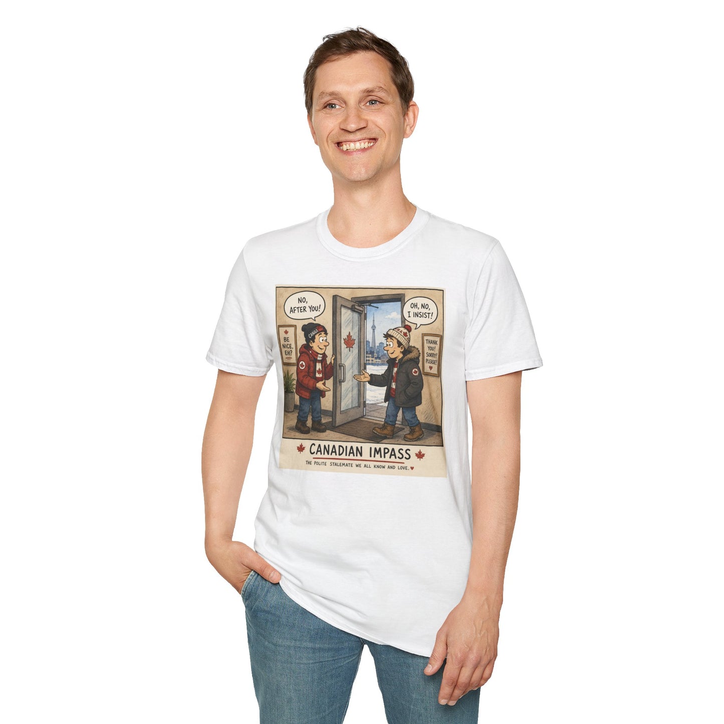 T-Shirt — 'Canadian Impasse' Funny Canada Polite Cartoon Tee