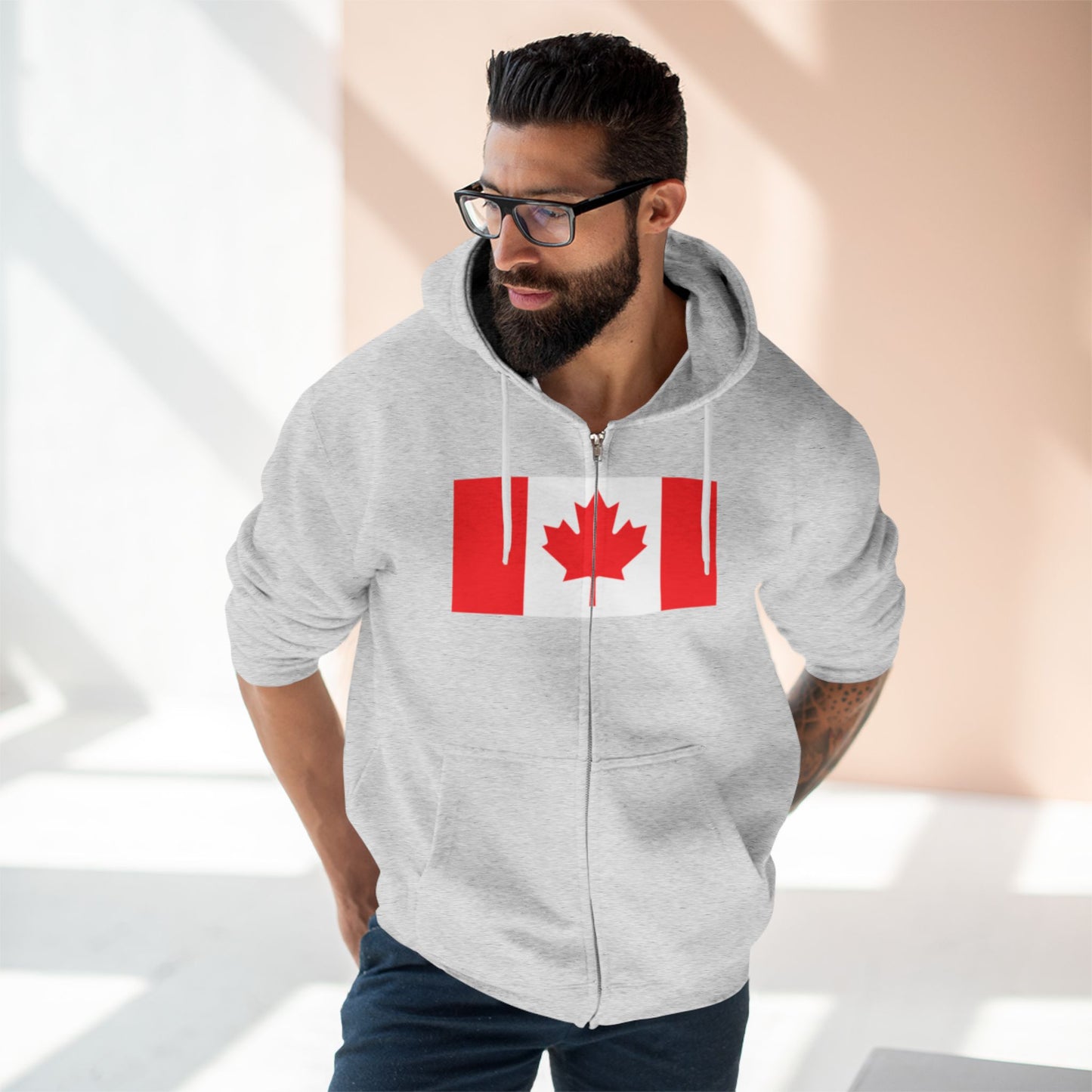 Canada Flag Zip Hoodie — Canadian Maple Leaf Full-Zip Sweatshirt