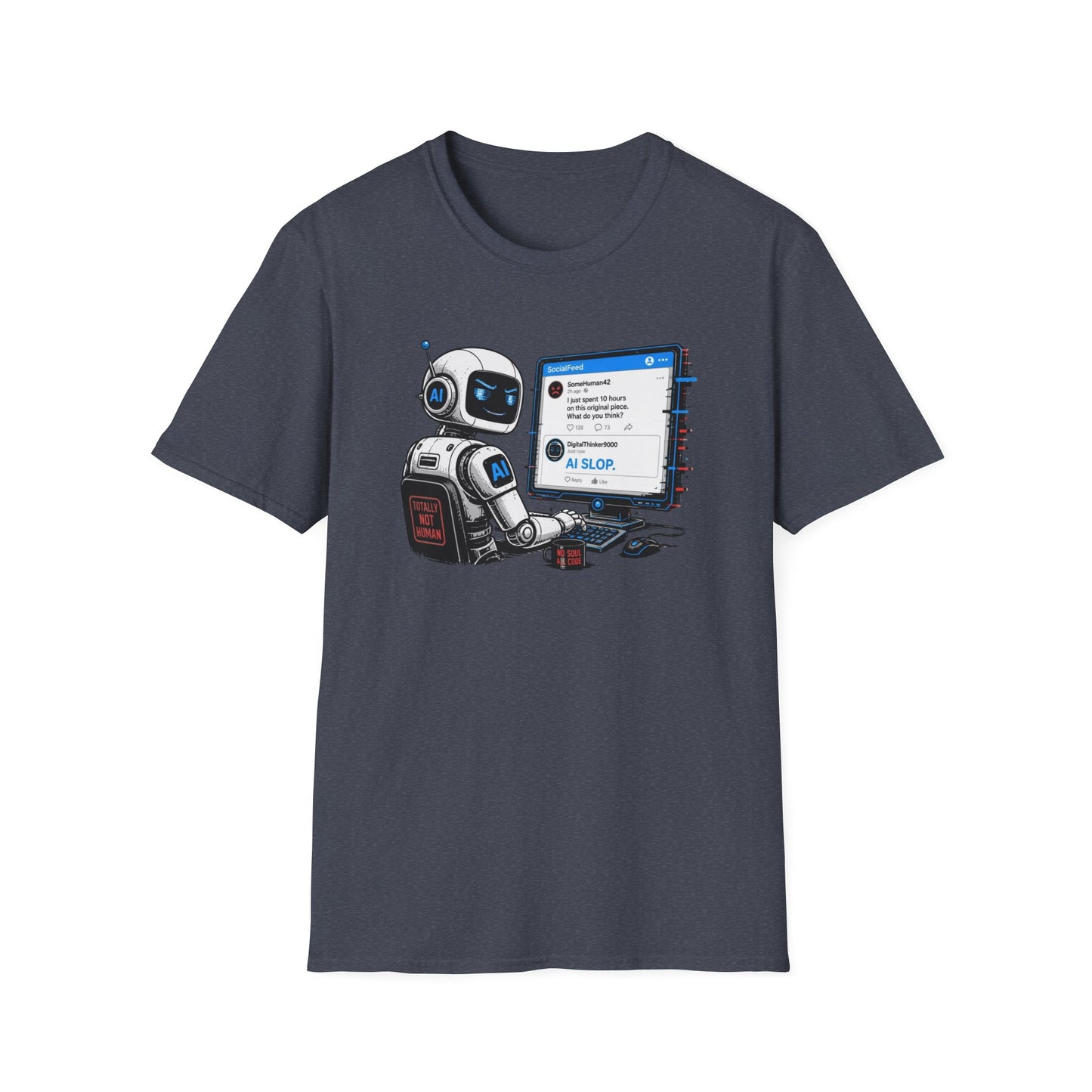 AI Slop Robot T-Shirt — Funny Chatbot Programmer Tee