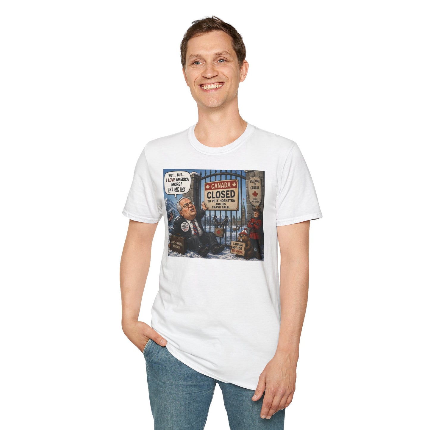 Political Satire T‑Shirt — “Canada Closed” Cartoon Protest Tee