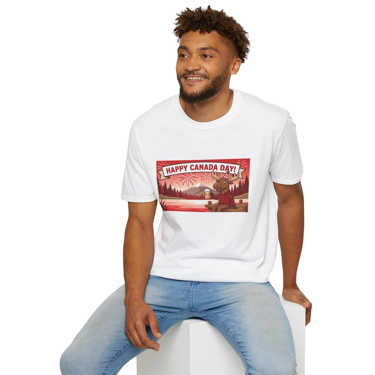 Canada Day Moose T-Shirt – "Happy Canada Day!" Patriotic Canadian Shirt