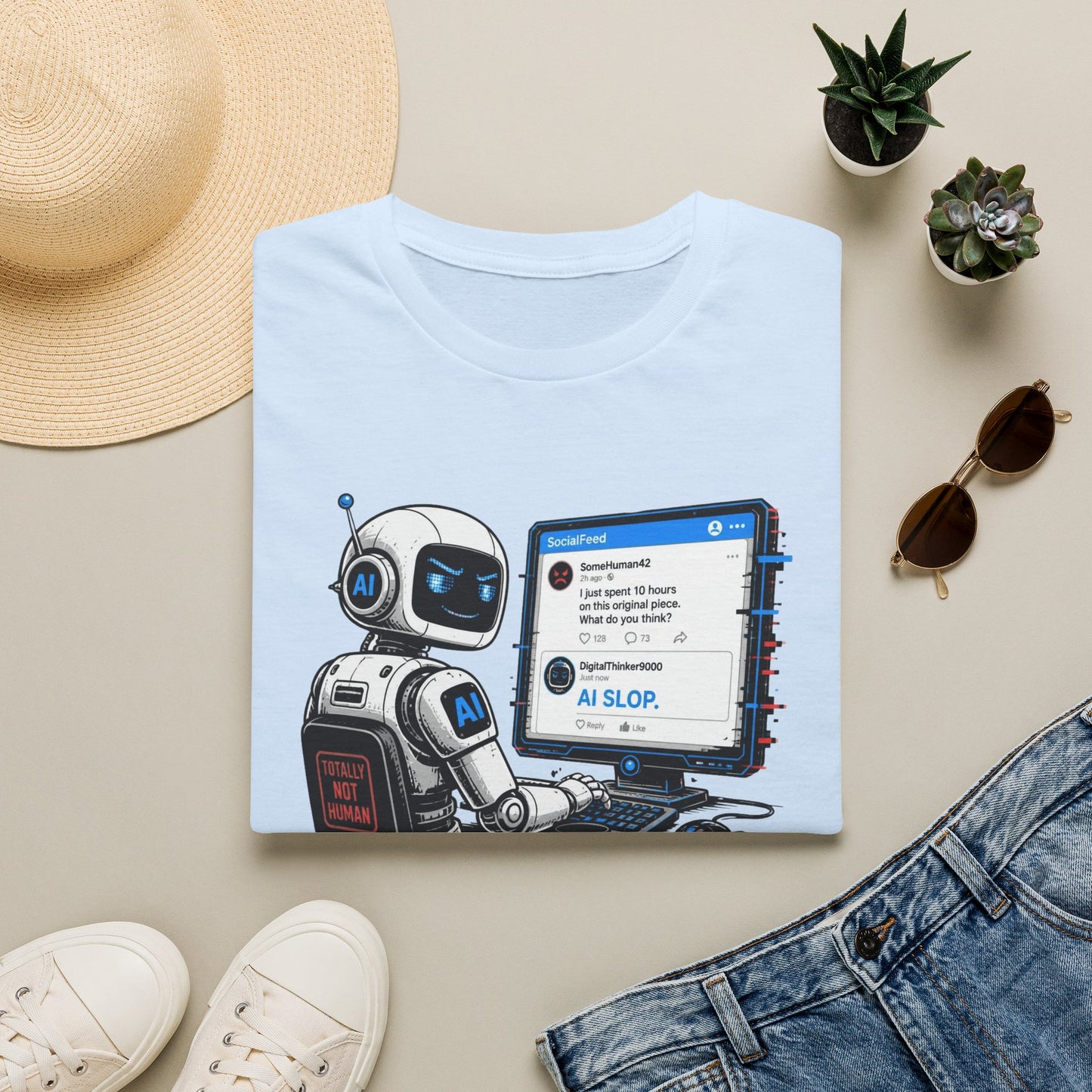 AI Slop Robot T-Shirt — Funny Chatbot Programmer Tee