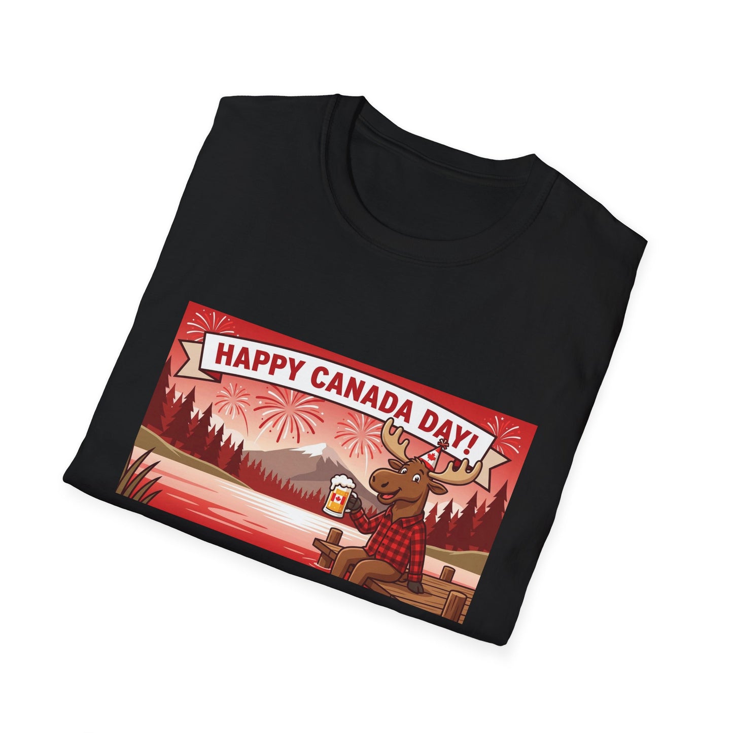 Canada Day Moose T-Shirt – "Happy Canada Day!" Patriotic Canadian Shirt