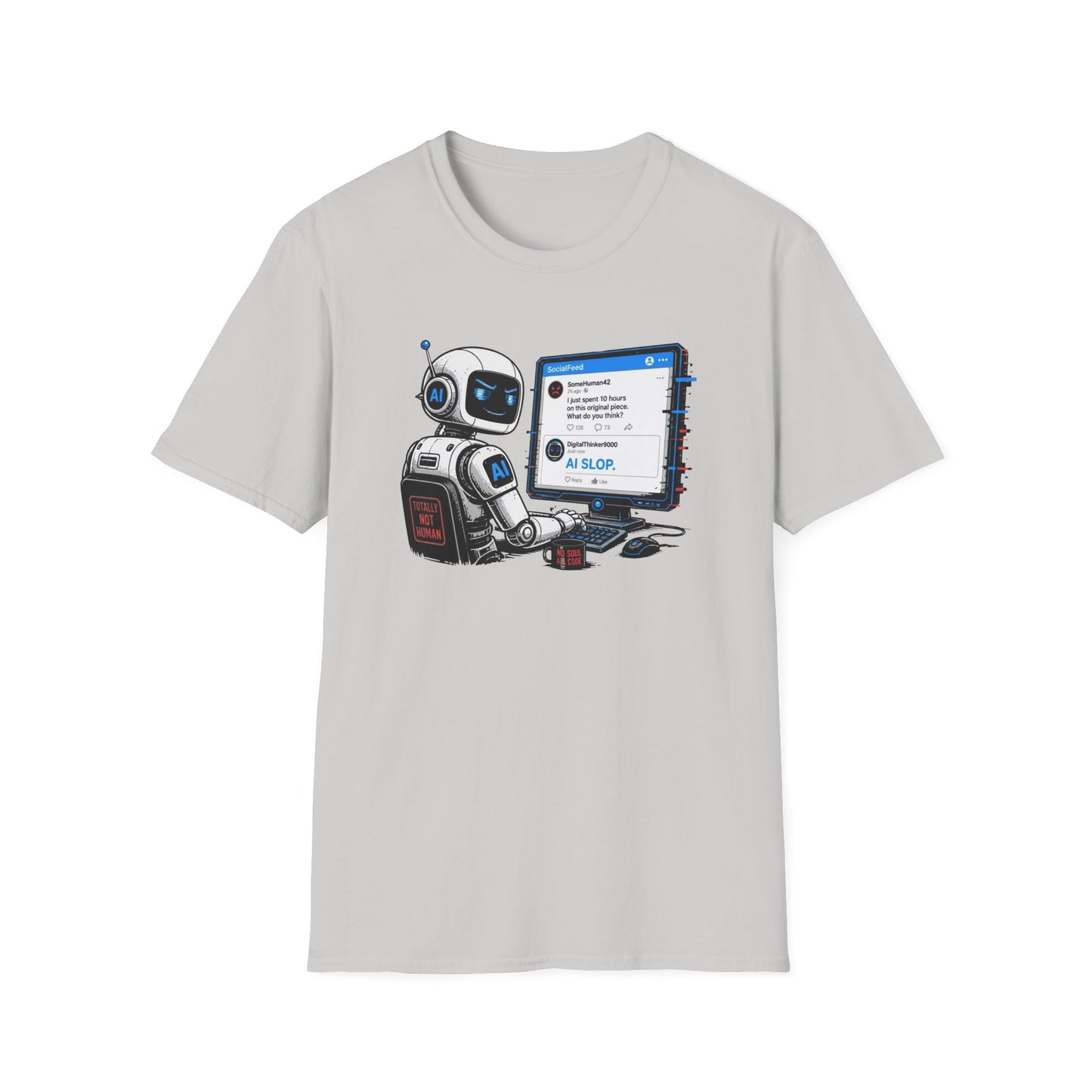 AI Slop Robot T-Shirt — Funny Chatbot Programmer Tee