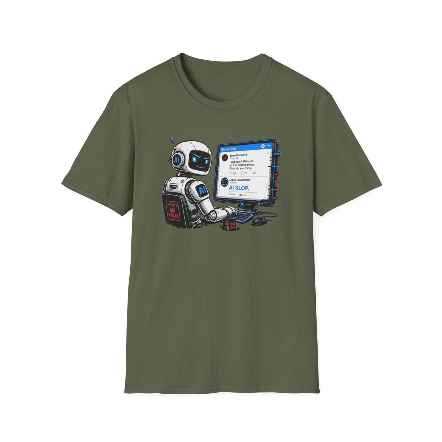 AI Slop Robot T-Shirt — Funny Chatbot Programmer Tee
