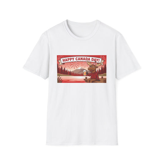Canada Day Moose T-Shirt – "Happy Canada Day!" Patriotic Canadian Shirt