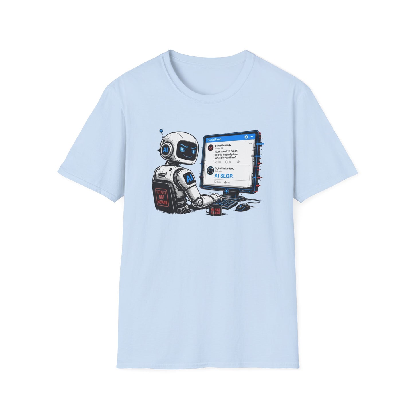 AI Slop Robot T-Shirt — Funny Chatbot Programmer Tee