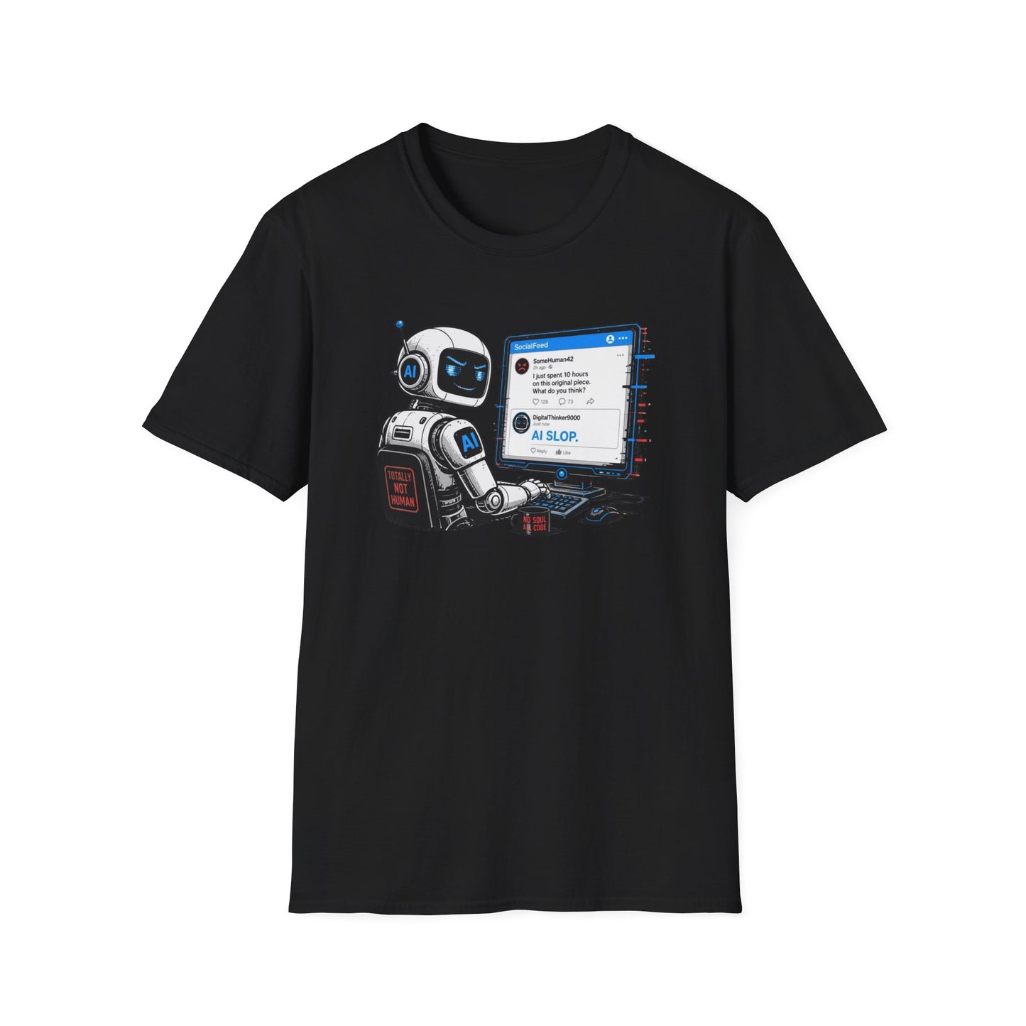 AI Slop Robot T-Shirt — Funny Chatbot Programmer Tee