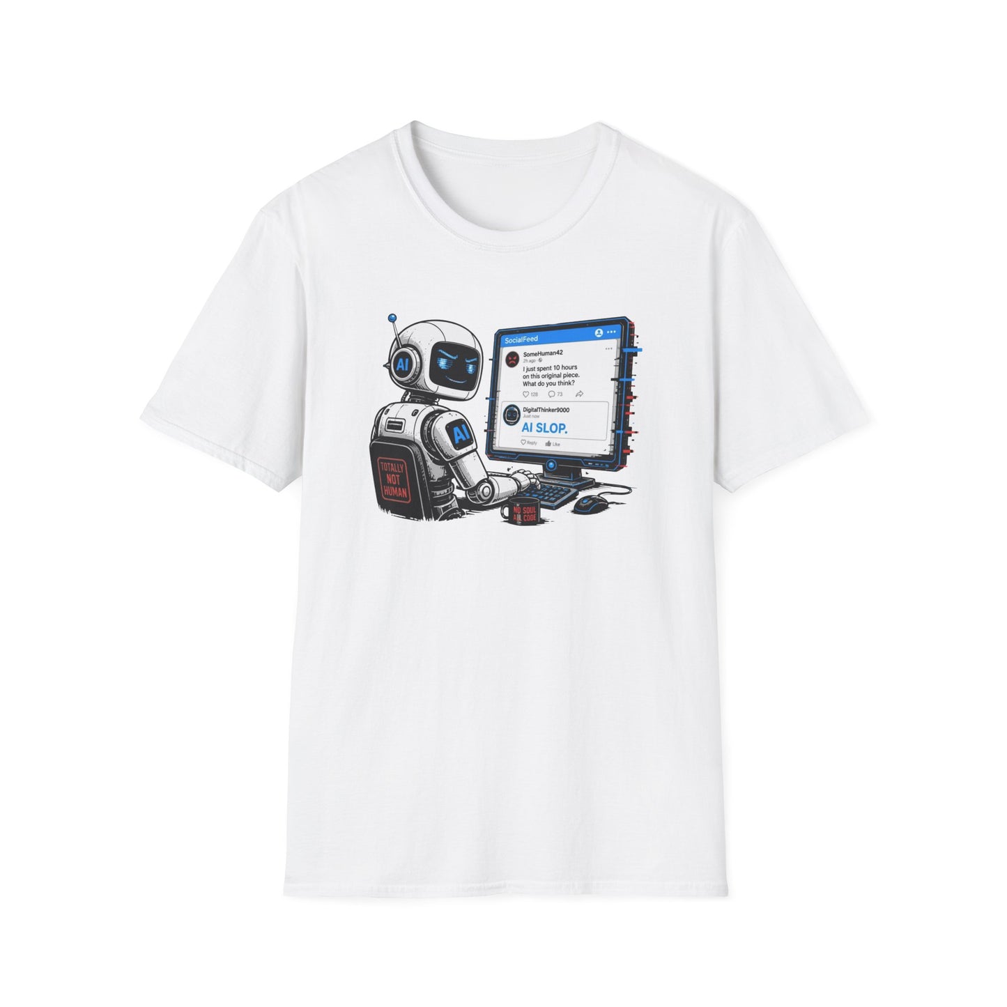 AI Slop Robot T-Shirt — Funny Chatbot Programmer Tee