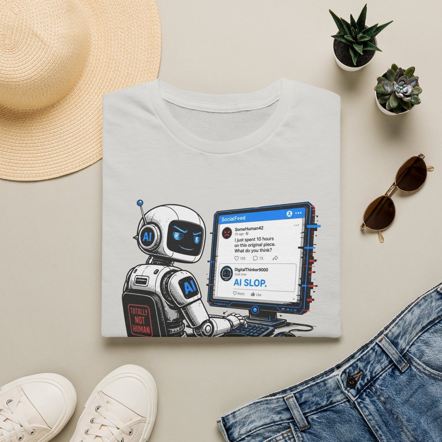 AI Slop Robot T-Shirt — Funny Chatbot Programmer Tee