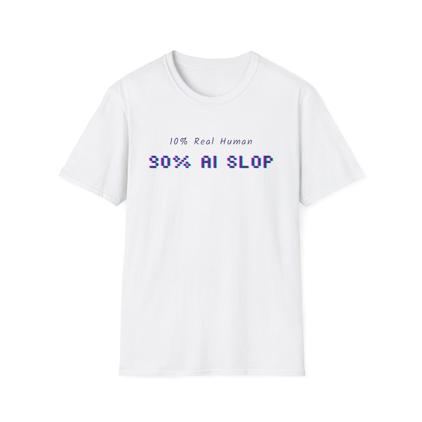 AI Slop Graphic T-Shirt — “10% Real Human 90% AI SLOP” Retro Pixel Tee