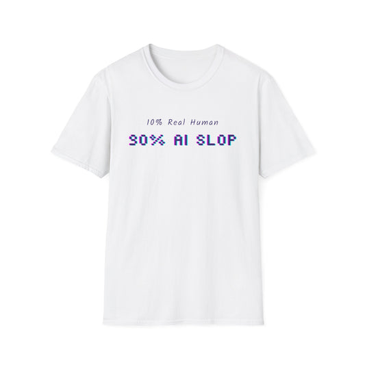 AI Slop Graphic T-Shirt — “10% Real Human 90% AI SLOP” Retro Pixel Tee