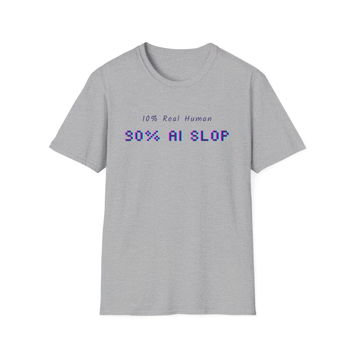 AI Slop Graphic T-Shirt — “10% Real Human 90% AI SLOP” Retro Pixel Tee