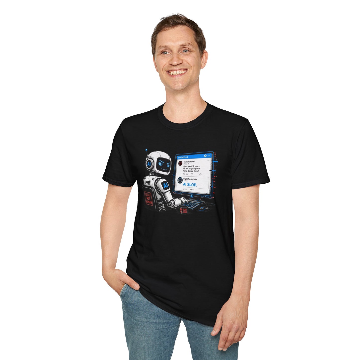 AI Slop Robot T-Shirt — Funny Chatbot Programmer Tee