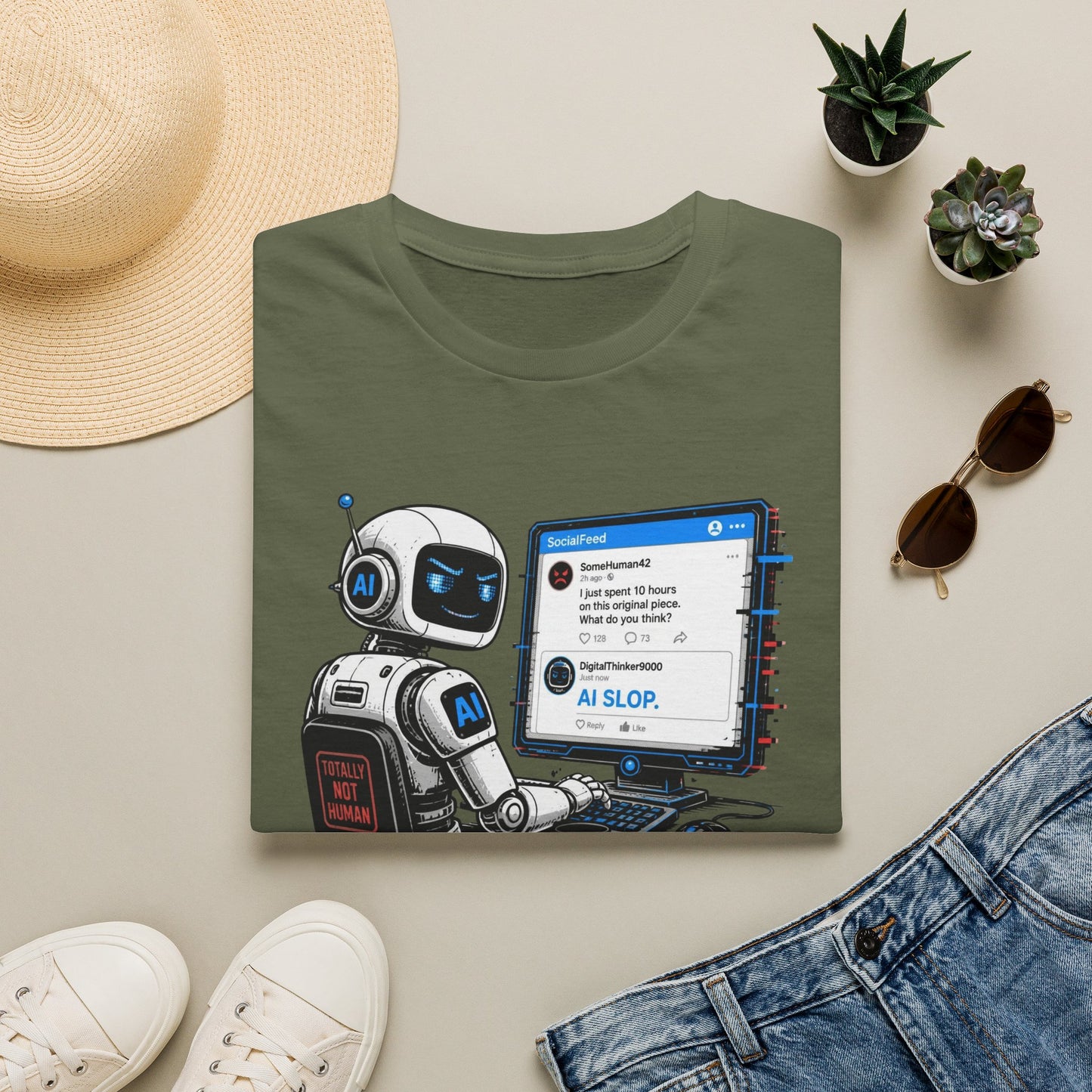 AI Slop Robot T-Shirt — Funny Chatbot Programmer Tee