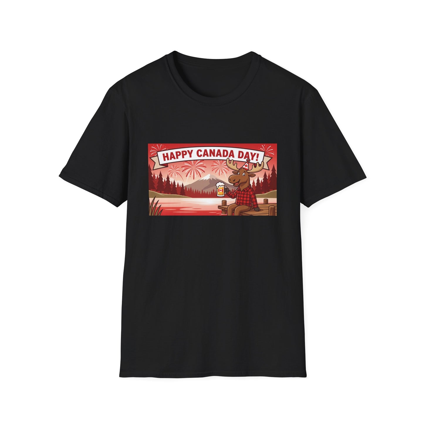 Canada Day Moose T-Shirt – "Happy Canada Day!" Patriotic Canadian Shirt