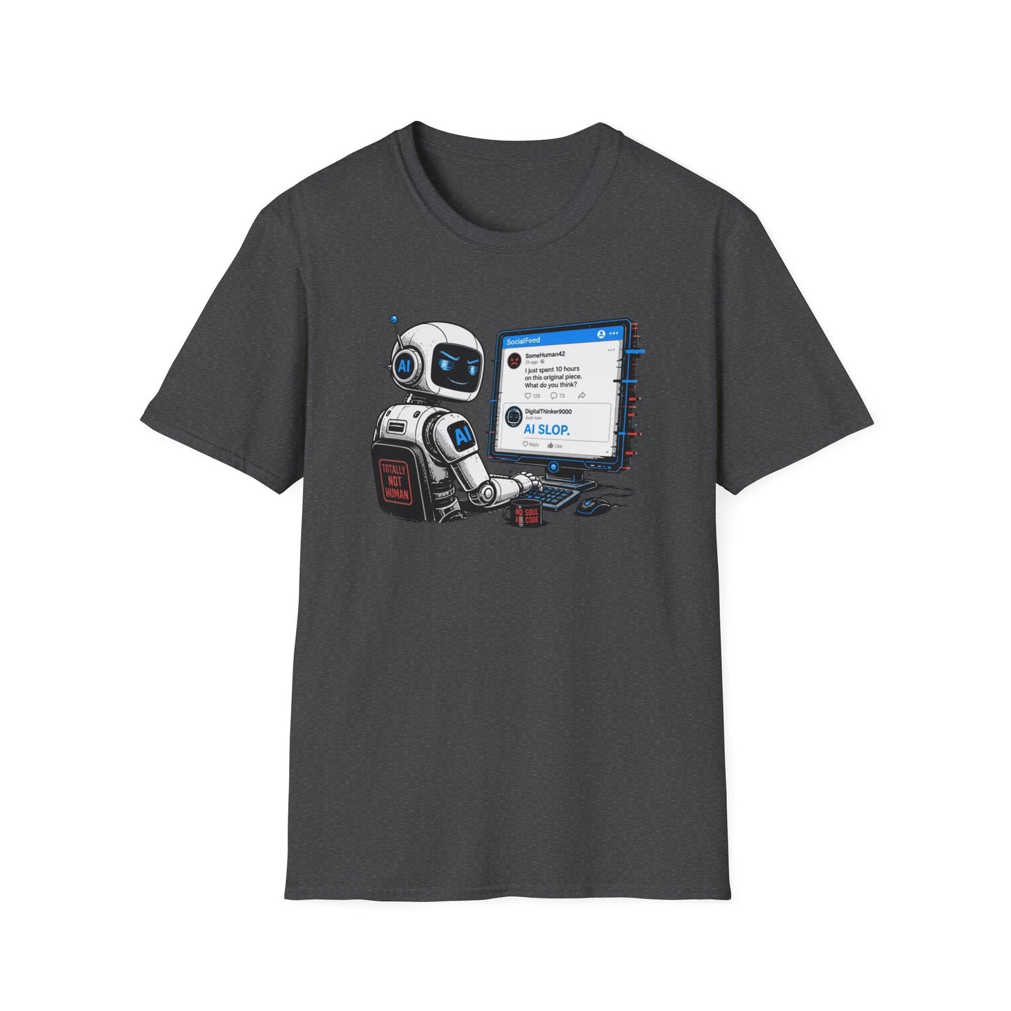 AI Slop Robot T-Shirt — Funny Chatbot Programmer Tee