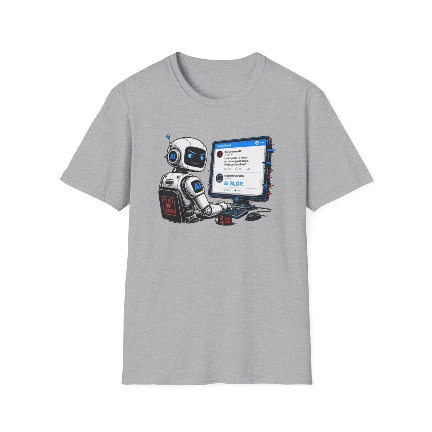 AI Slop Robot T-Shirt — Funny Chatbot Programmer Tee