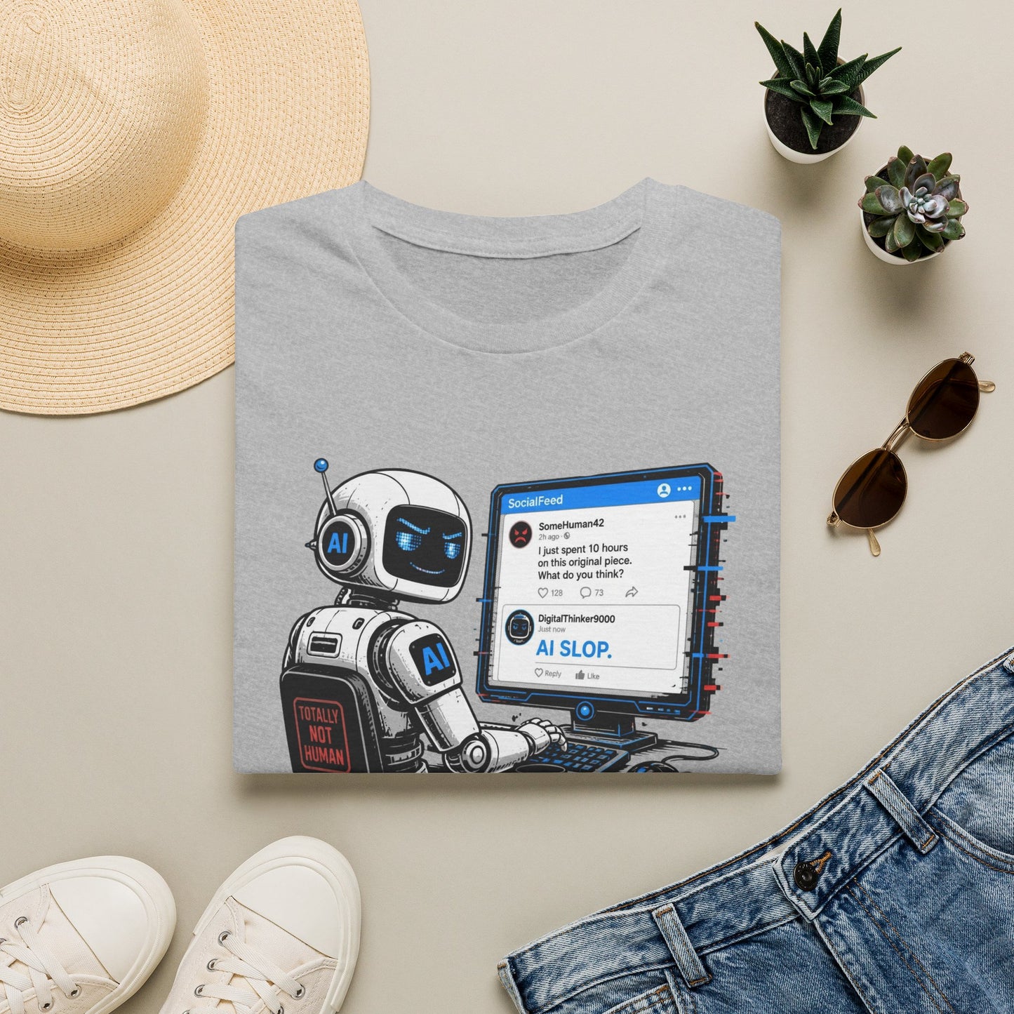 AI Slop Robot T-Shirt — Funny Chatbot Programmer Tee