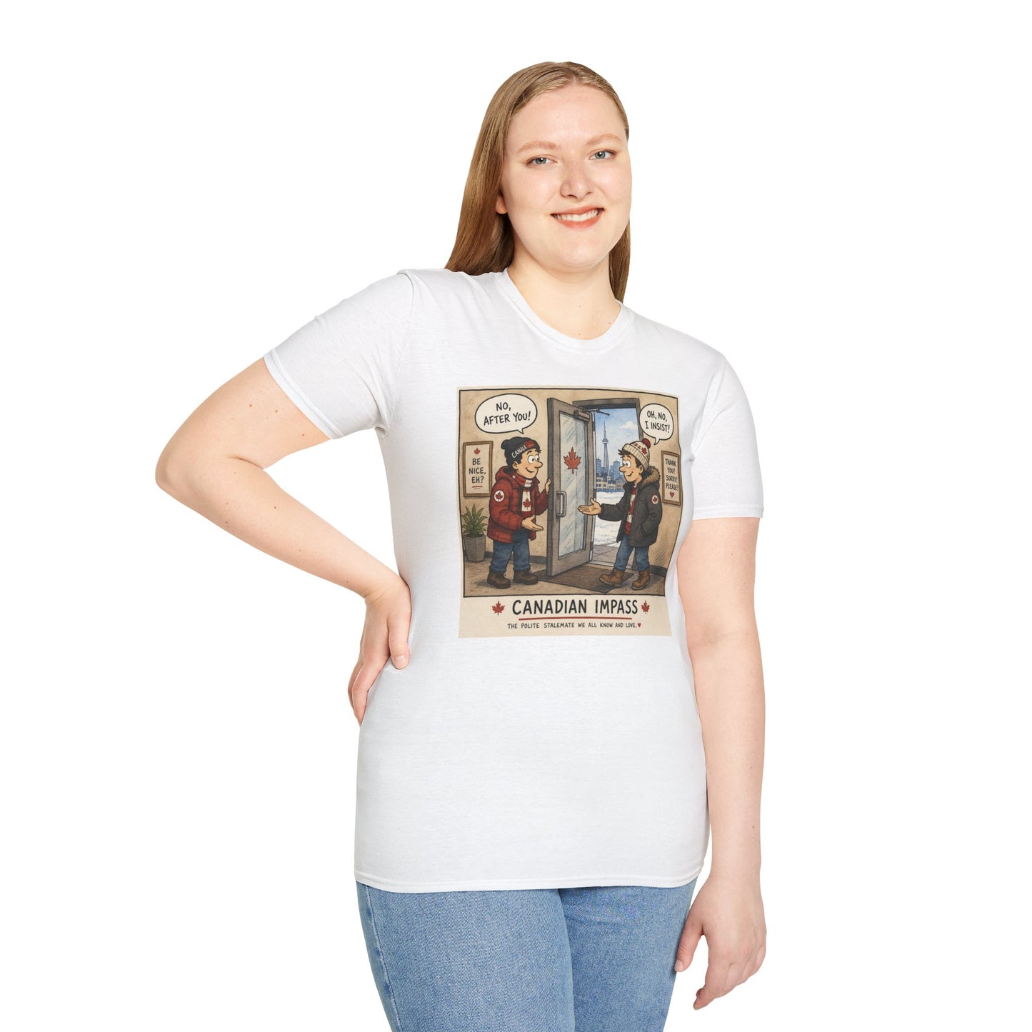 T-Shirt — 'Canadian Impasse' Funny Canada Polite Cartoon Tee