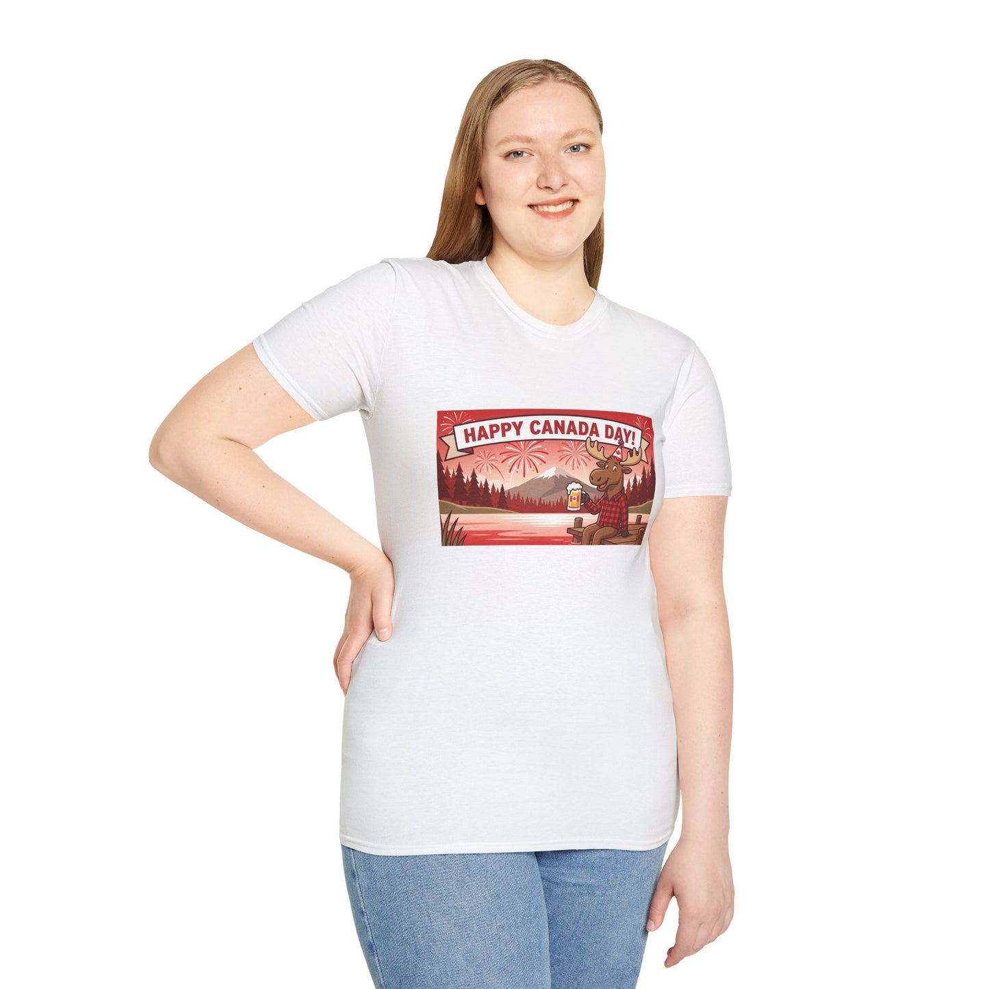 Canada Day Moose T-Shirt – "Happy Canada Day!" Patriotic Canadian Shirt
