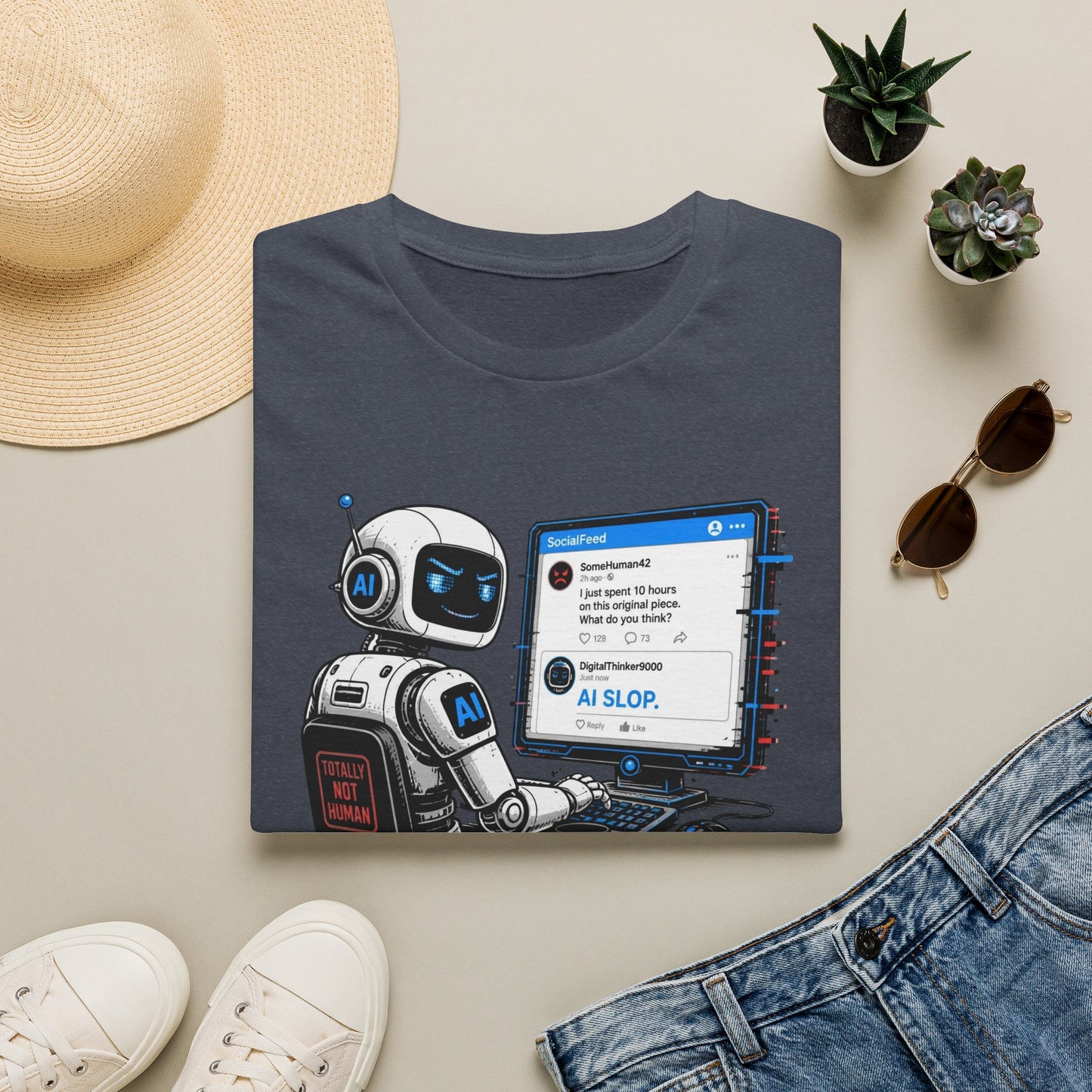 AI Slop Robot T-Shirt — Funny Chatbot Programmer Tee